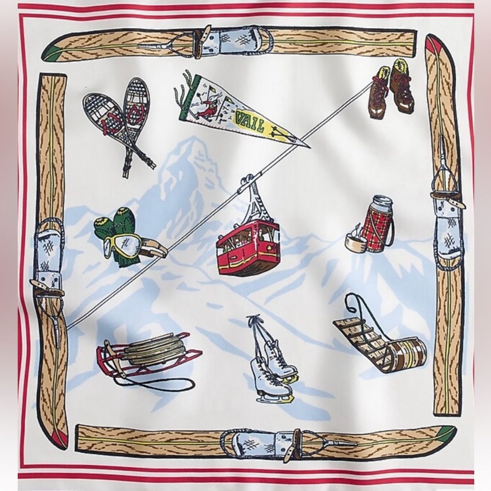 J Crew Italian Silk Scarf in Colorado Ski  Print